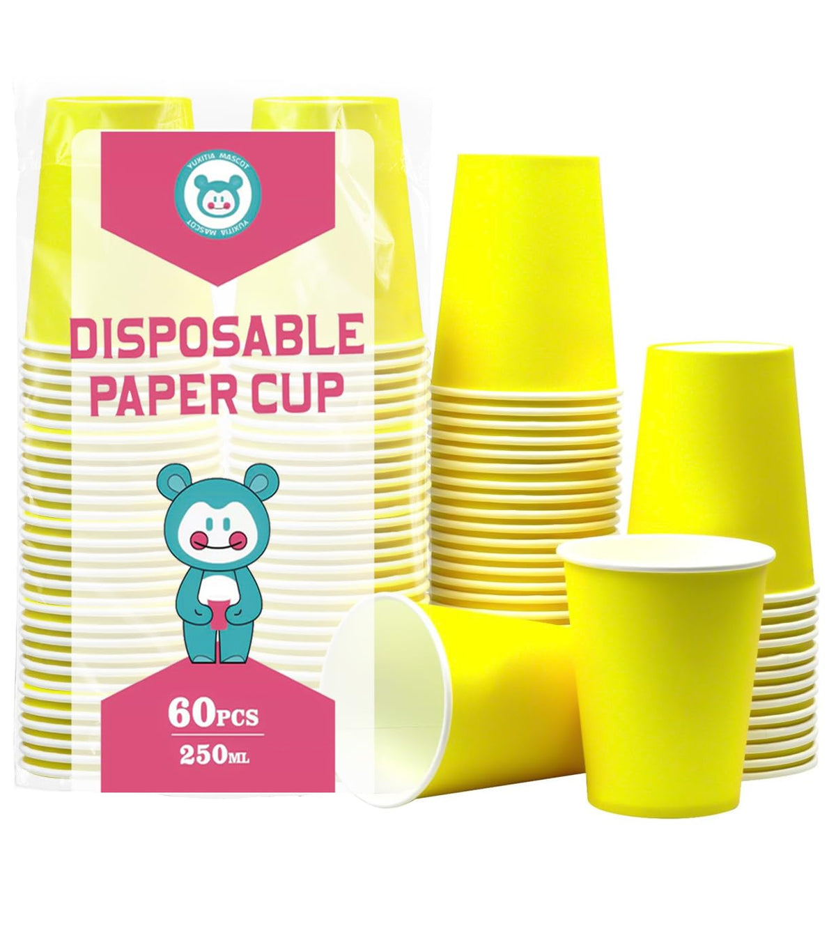 60Pcs 8oz Disposable Paper Cups For Party Picnic BBQ(Light purple)