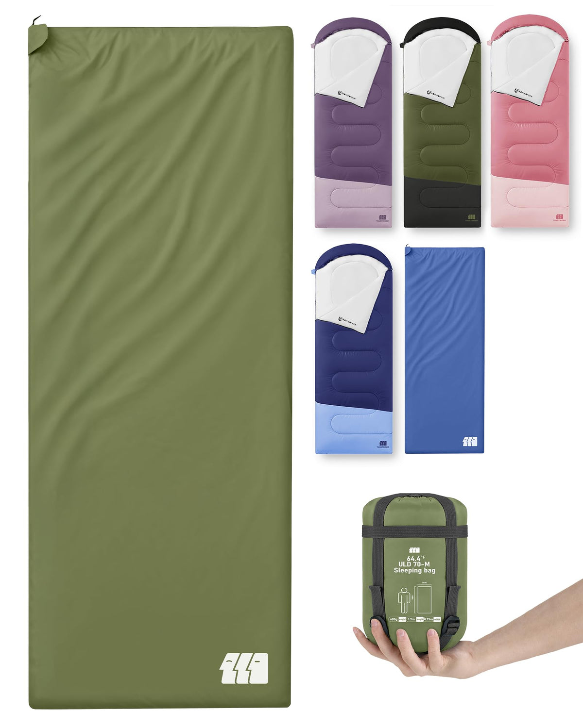 Ultralight Warm Weather Sleeping Bag - Portable, Waterproof, Compact Lightweight, Comfort with Compression Sack - Great for Outdoor Camping, Backpacking & Hiking