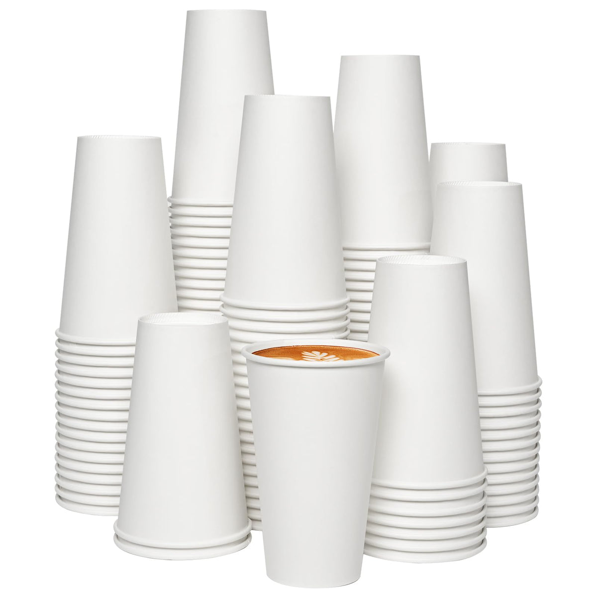 JOLLY CHEF 300 Pack Disposable Paper Coffee Cups 12 oz White Hot Paper Cups
