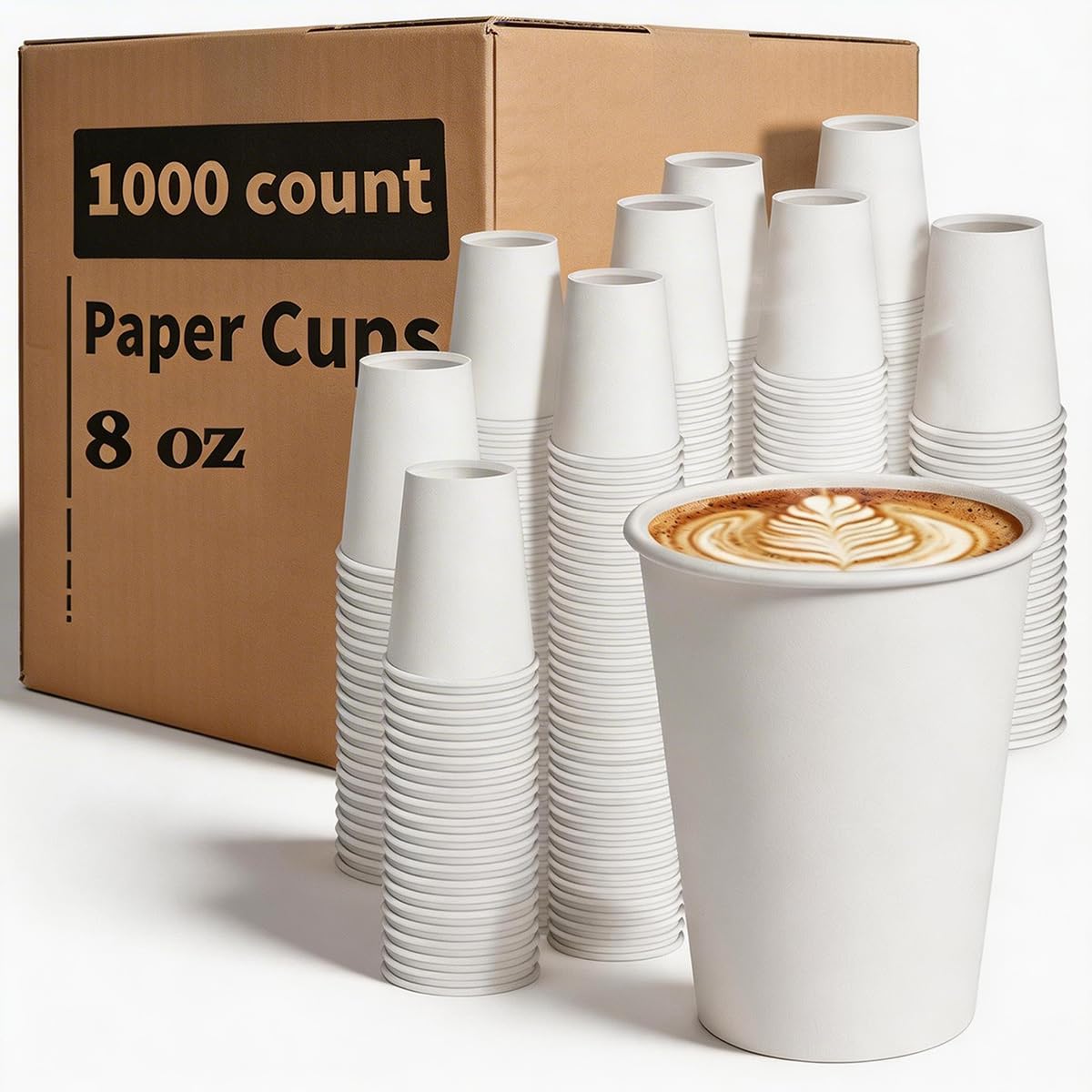 MOUMOULIFE Disposable Paper Coffee Cups 12 oz 300 Count Hot Paper Cups