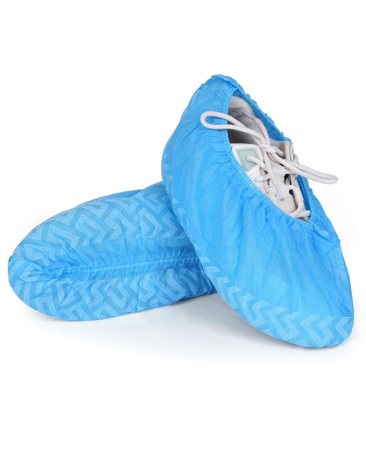Buself X-Large 100 Count Shoe Covers Disposable Non-Slip, Premium Cloth Boot Covers, Slip-resistant, Durable, Breathable, Non-toxic, Recyclable, Stretchable Fits Up to Size 13 US Men - Blue