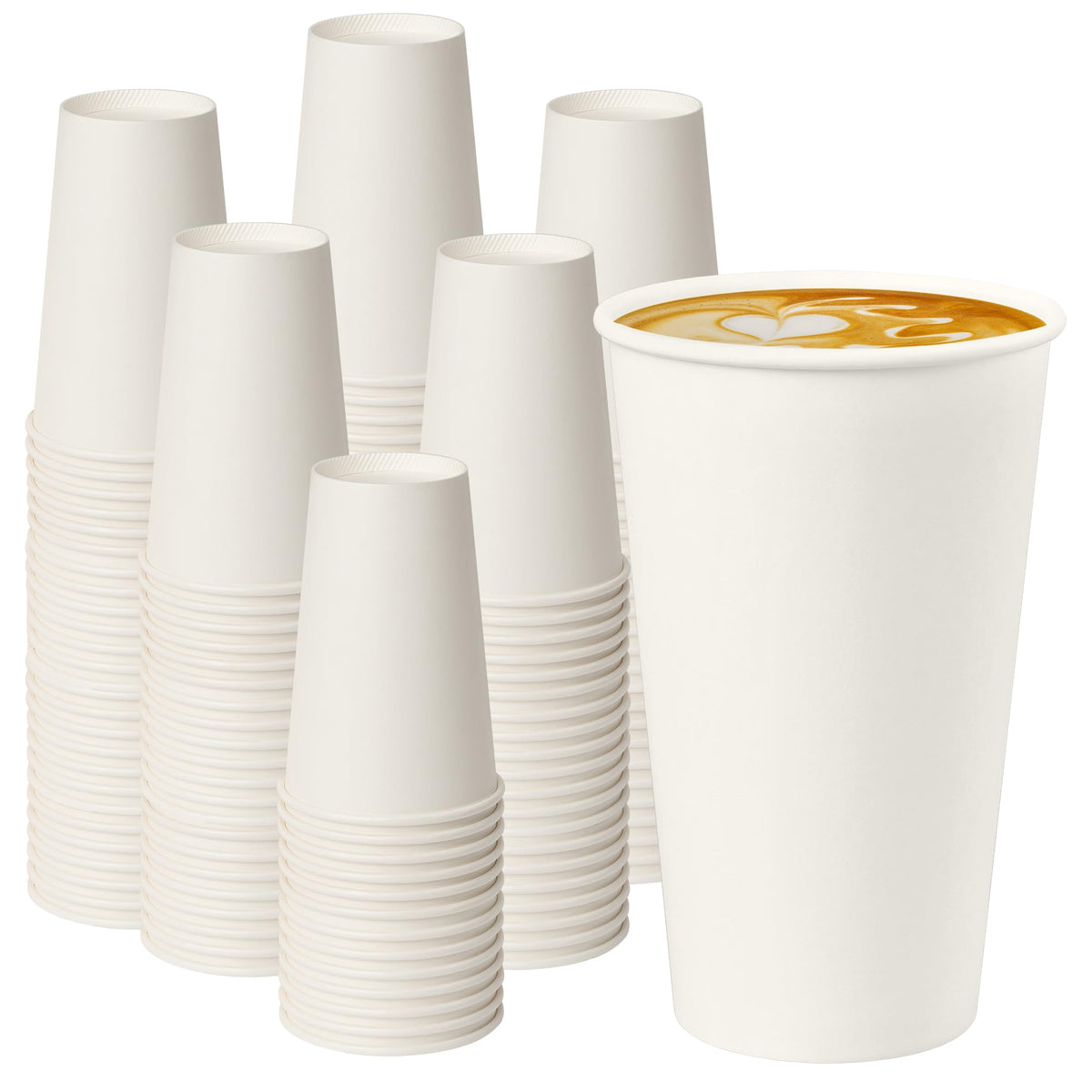 200 Pack 8oz Kraft Coffee Cups, Brown Kraft Disposable Paper Coffee Cups, Hot Coffee Cups & Cold Coffee Cups, Food-Safe Kraft Paper Cups, Heavy-Duty Disposable Paper Cups for Coffee, Tea, Cocoa, Water