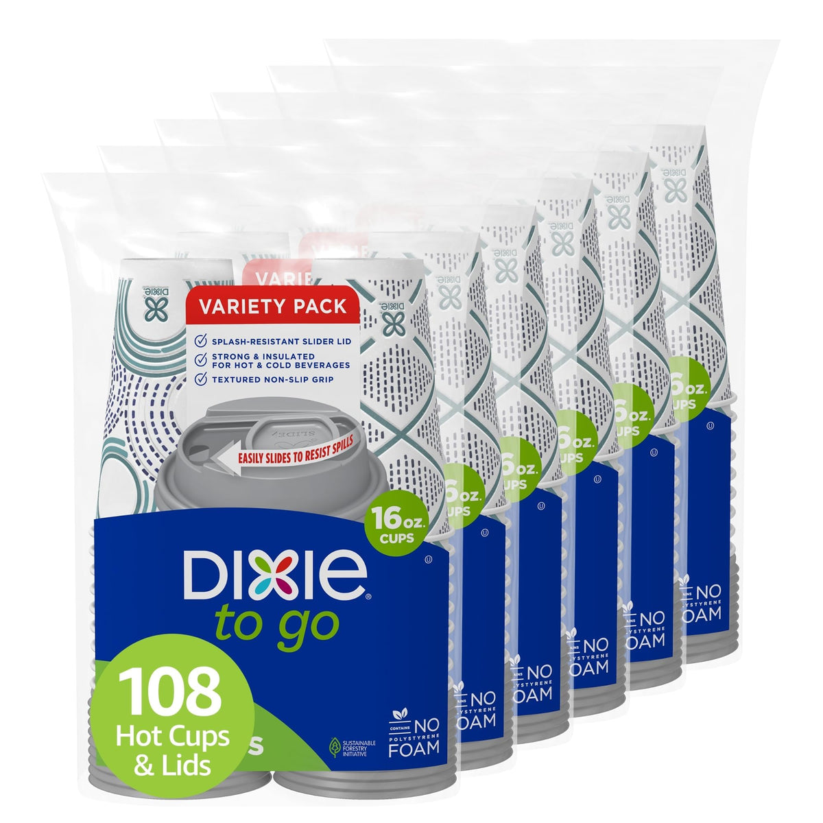 Dixie To Go Disposable Coffee Cups With Lids, 12 oz Paper Cups, 156 Ct