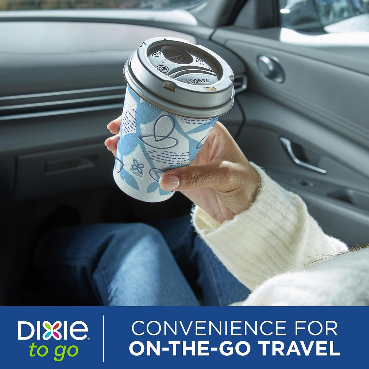 Dixie To Go Disposable Paper Cups with Leak-Resistant Lids, 12 oz, 60 Count