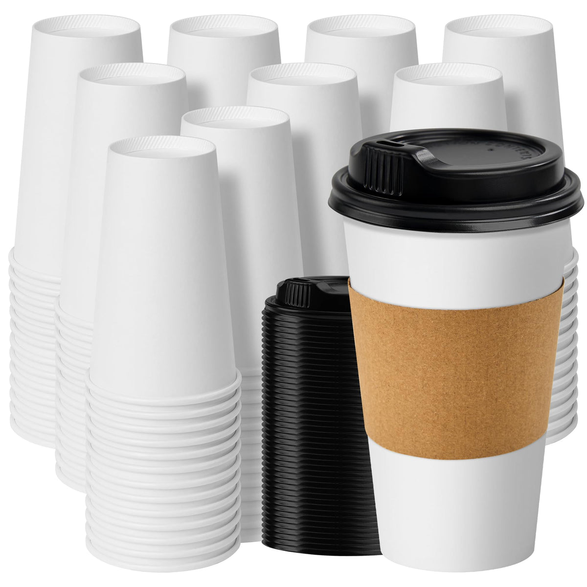 RACETOP 8 oz 500 Pack Disposable Paper Coffee Cups