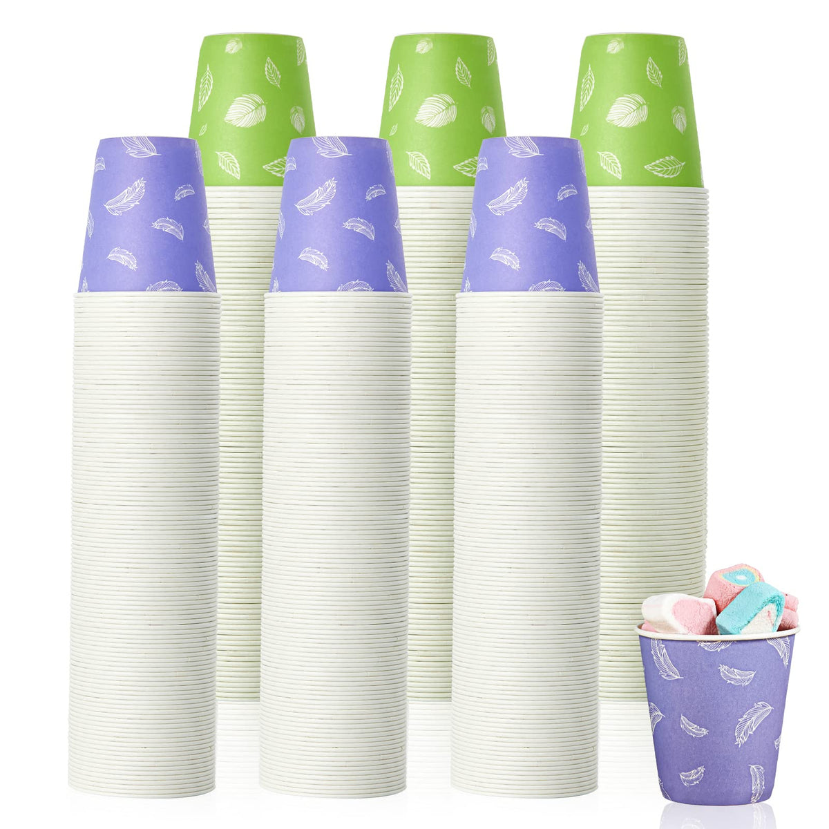 LITOPAK 600 Pack 5 oz Paper Cups, Colorful Disposable Mouthwash Cups