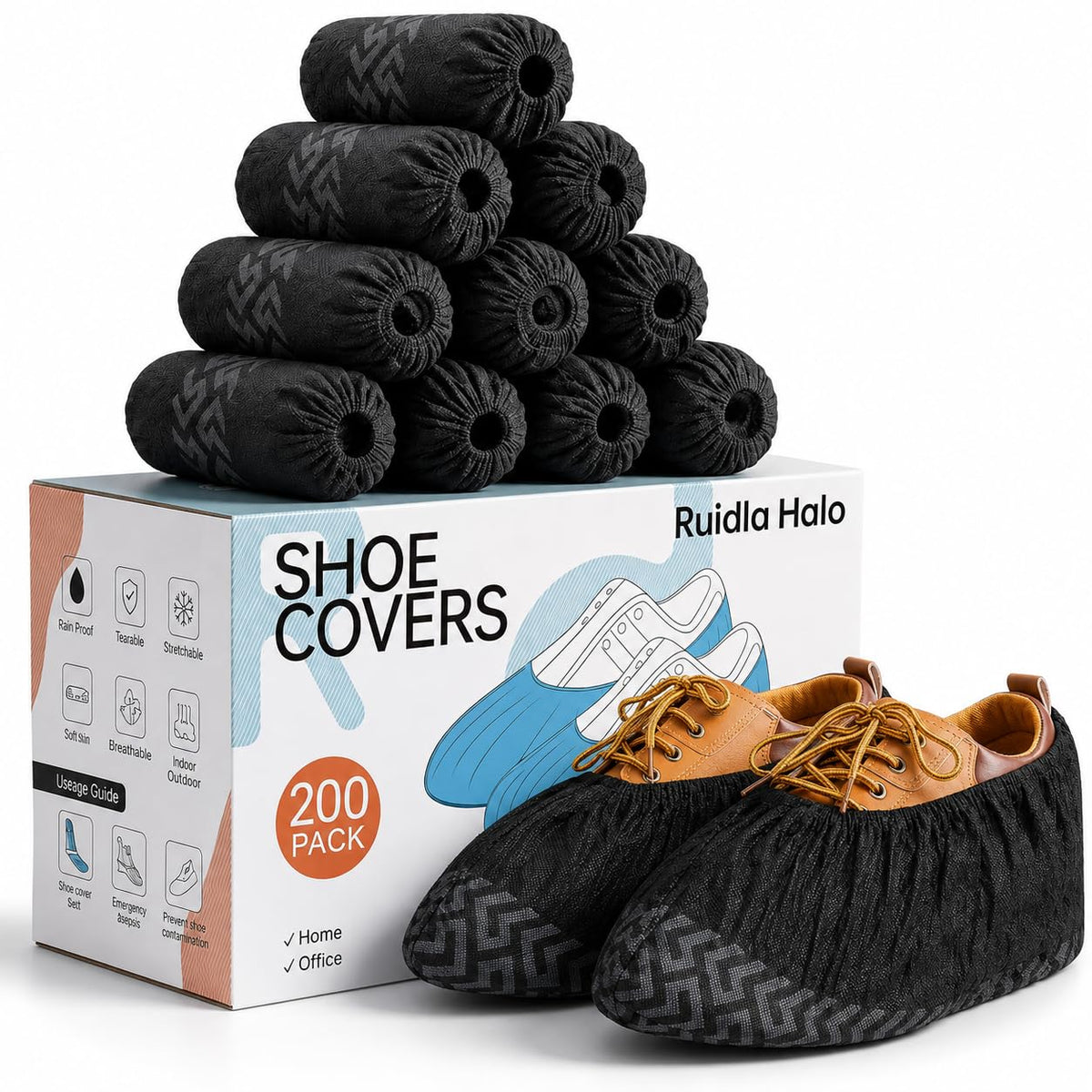 200 Pack XL Shoe Covers Disposable Non Slip - Heavy Duty Waterproof Shoe Covers & Booties for Shoes Covers - Durable Shoe Covers for Indoors Reusable Quality, Fits US Men’s Size 13 & Work Boots