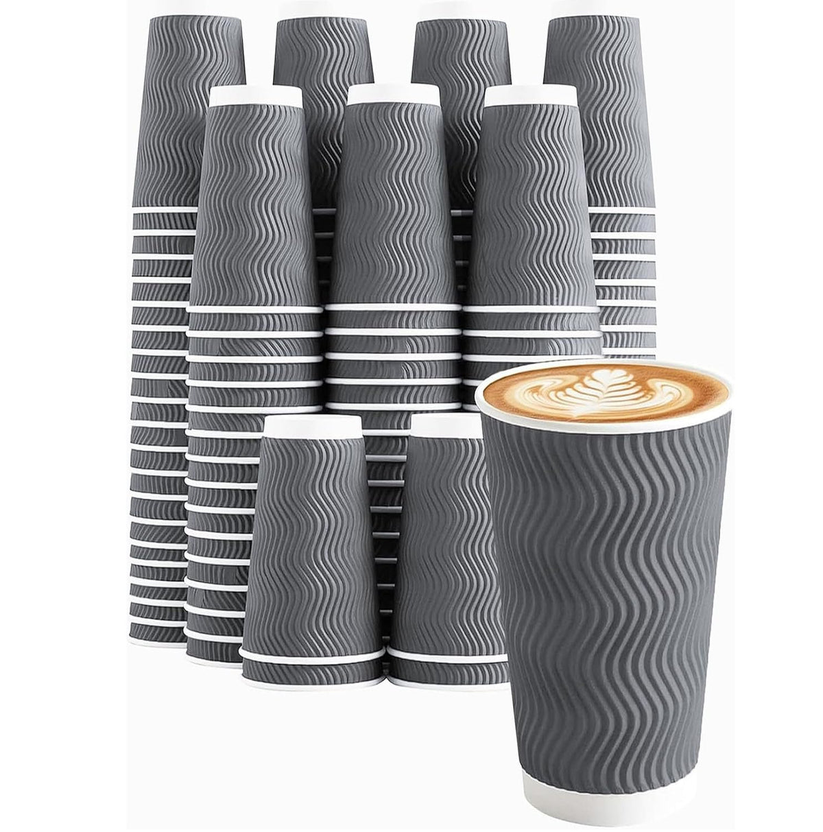 Clawsoff 120 Pack 12 oz Coffee Cups Disposable Insulated Paper Cup Gray