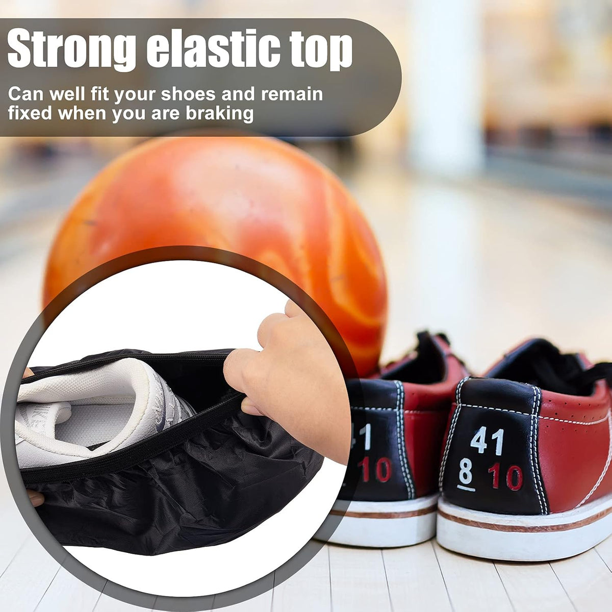 SATINIOR 2 Pairs Bowling Shoe Covers Black Non-Slip Protector, Reusable, XL