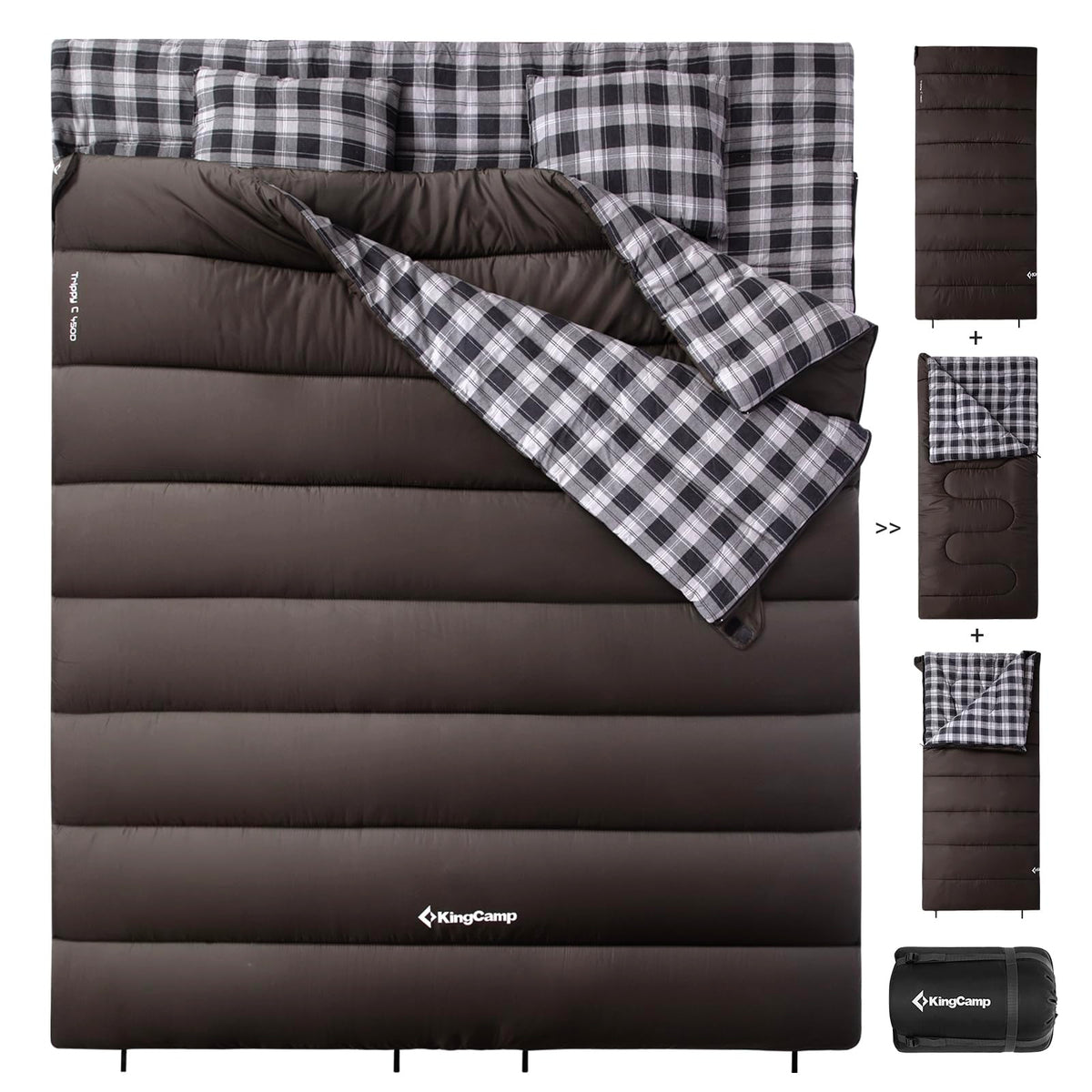 KingCamp Double Sleeping Bag for Adults, Queen Size 2 Person Sleeping Bag