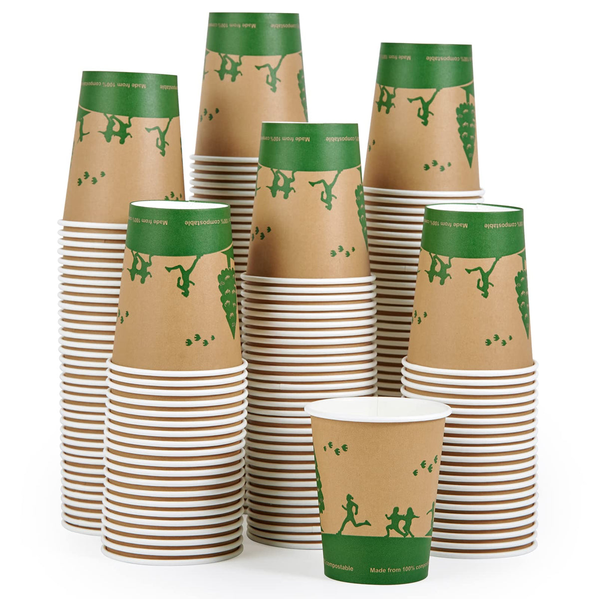 ECOLipak 8 oz Compostable Paper Coffee Cups with PLA Lined, 300 Count