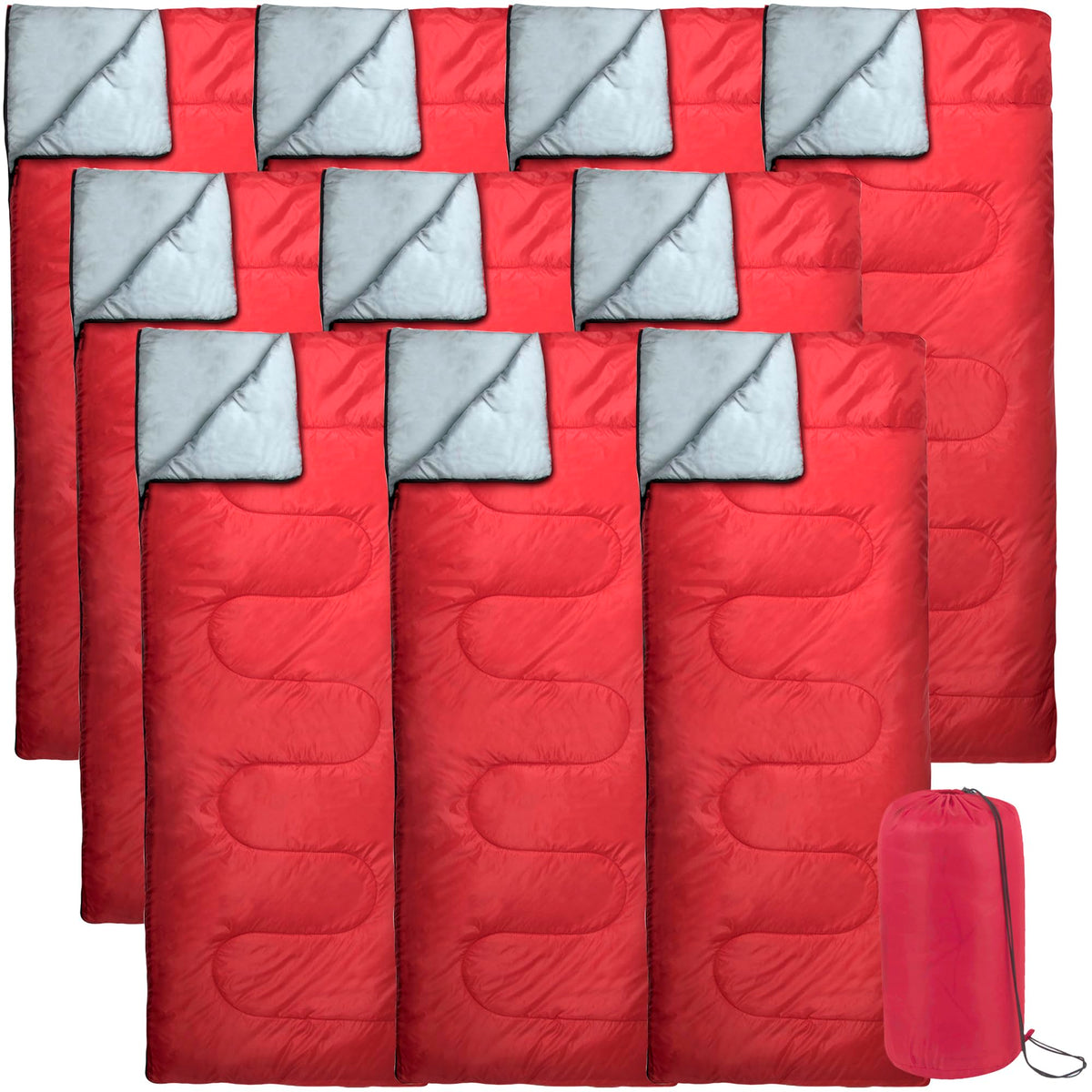 Bulk 10 Pack Envelope Sleeping Bags, 4 Seasons Warm or Cold Lightweight Indoor Outdoor Sleeping Bags for Adults, Backpacking, Camping