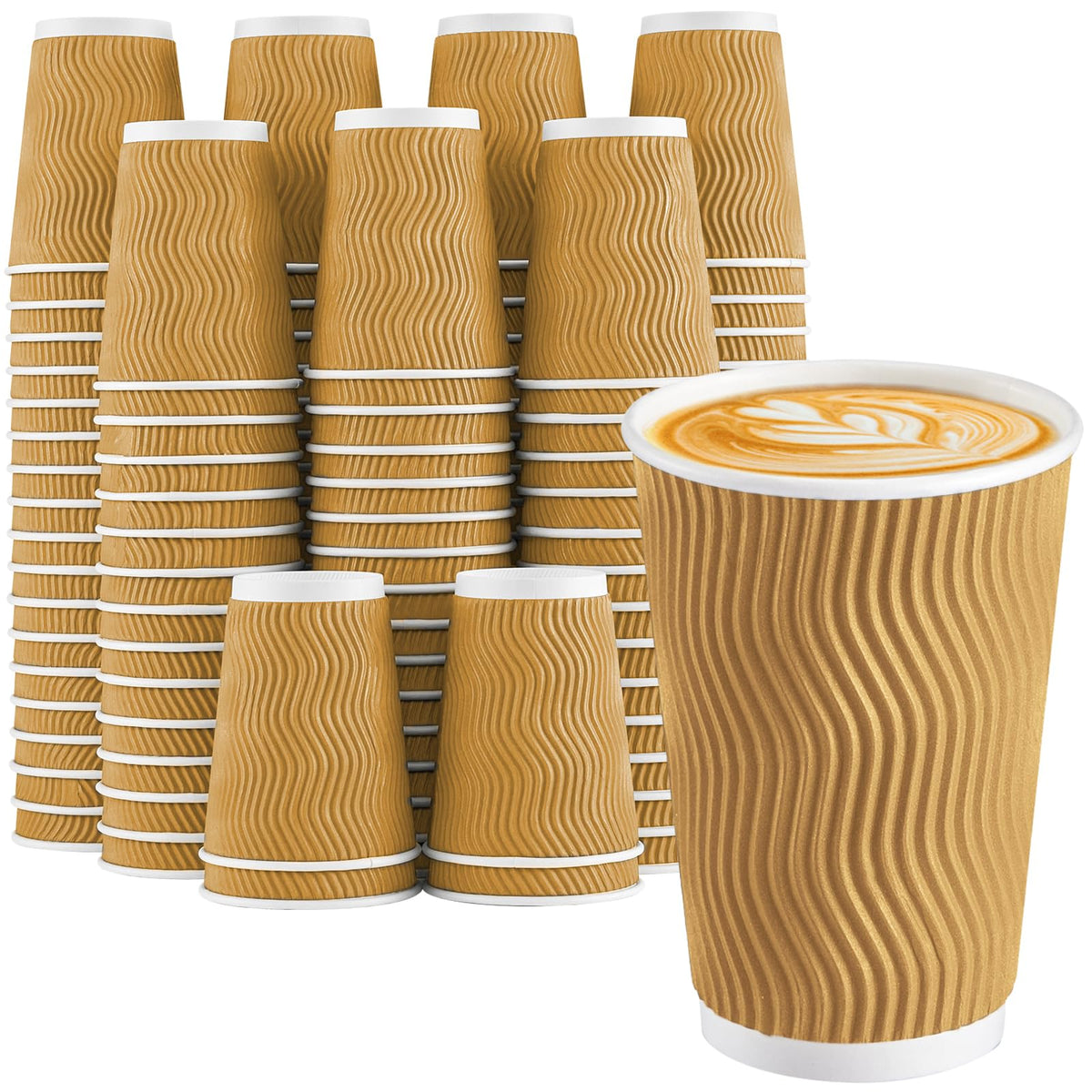 Lamosi 100 Pack Coffee Cups 12 oz, Disposable Paper Coffee Cups No Lids
