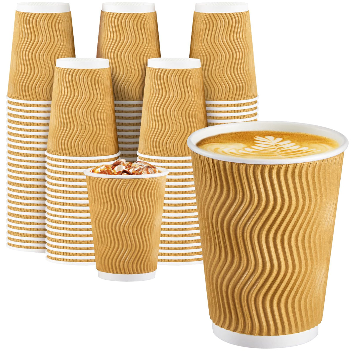 SIUQ 150 Pack 12 oz Disposable Coffee Cups, Insulated Corrugated Paper Cups