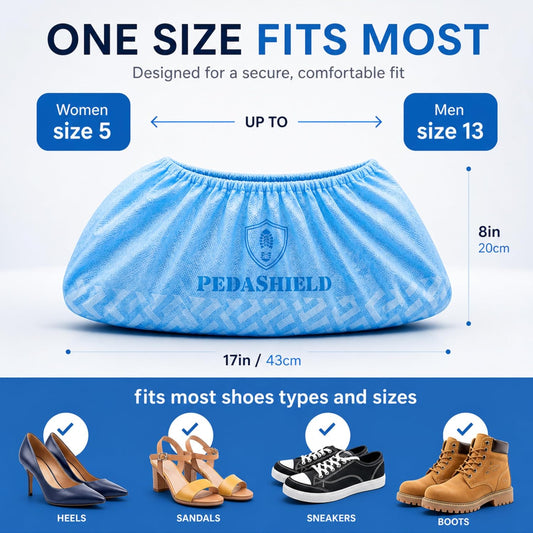 110 Pack Disposable Boot & Shoe Covers, Non-Slip Waterproof, Blue