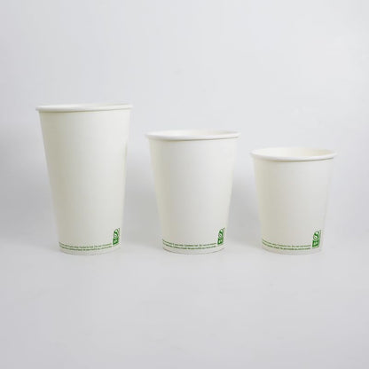 Amazon Basics Disposable Coffee Cups for Hot Beverage and Cold Drinks, Leak-Proof Paper, 16 Ounces, White, 500 Count
