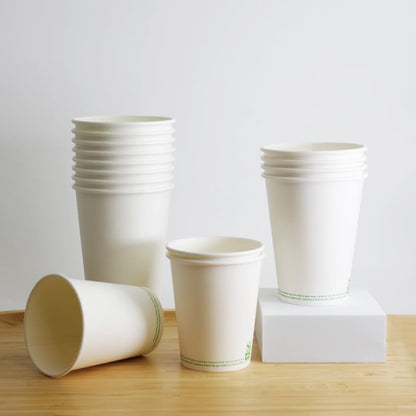 Amazon Basics Disposable Compostable Paper Coffee Cups for Hot & Cold Beverages, Leak-Proof, 8 Ounces, White, 1000 Count