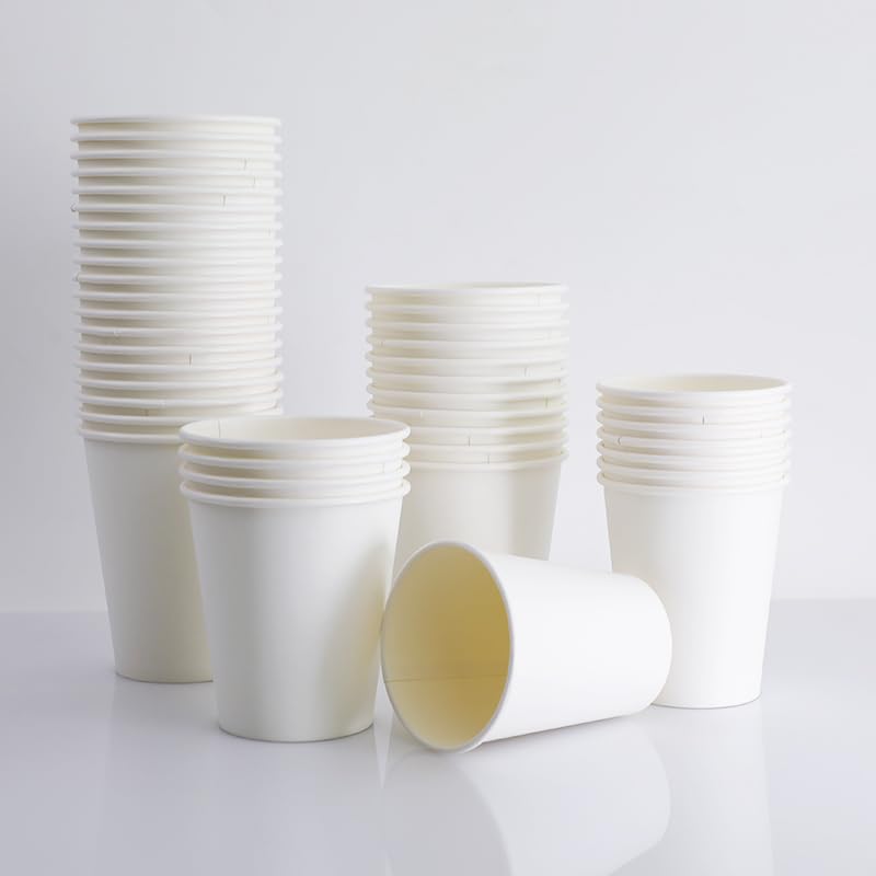Amazon Basics Disposable Paper Cups for Hot and Cold Beverages, 12 ounces, White, 1000 Count