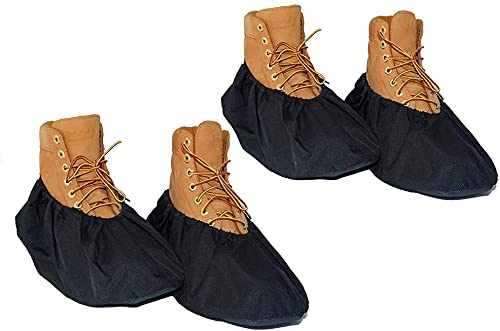 2 Pairs Non Slip waterproof Reusable shoe Covers for contrators and Carpet Floor Protection, Machine Washable.LARGE
