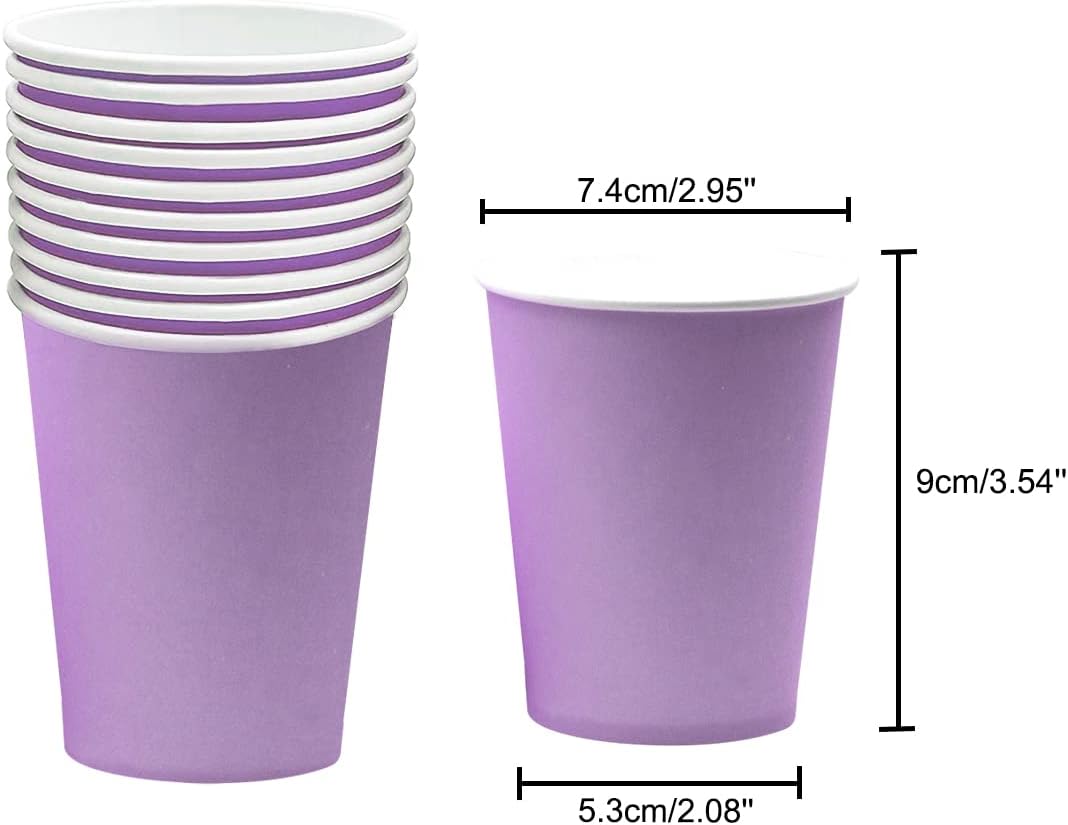 60Pcs 8oz Disposable Paper Cups For Party Picnic BBQ(Light purple)
