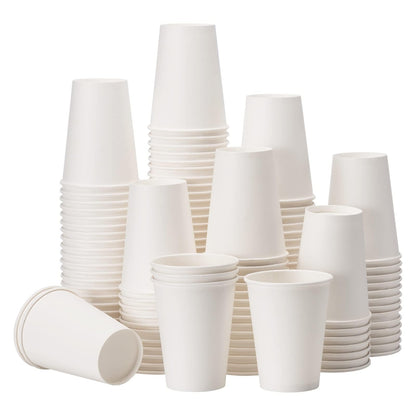 RACETOP Disposable Paper Coffee Cups with Lids, 12 oz, 100 Pack