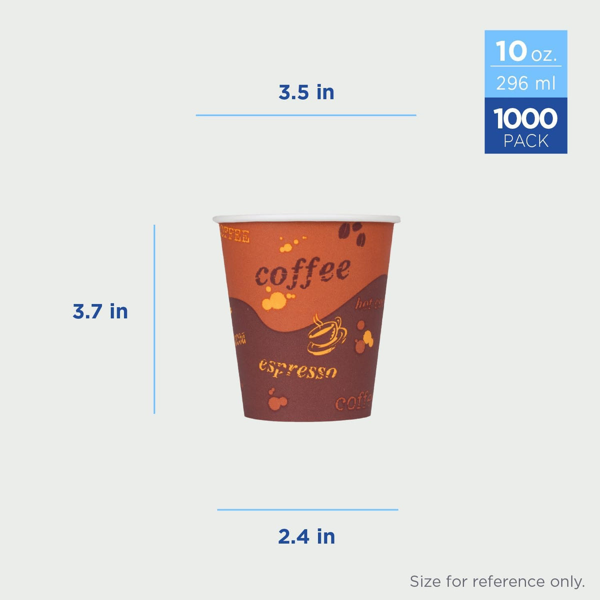 Karat [10oz - 1,000ct Coffee Cups, Paper Hot Cups, 90mm Diameter