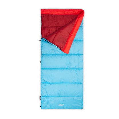 Coleman Flatlands 30/40/50°F Sleeping Bag, Made from 100% Recycled Material, Big & Tall Options, Cool-Weather Sleeping Bag for Camping, Sleepovers, Guests & More