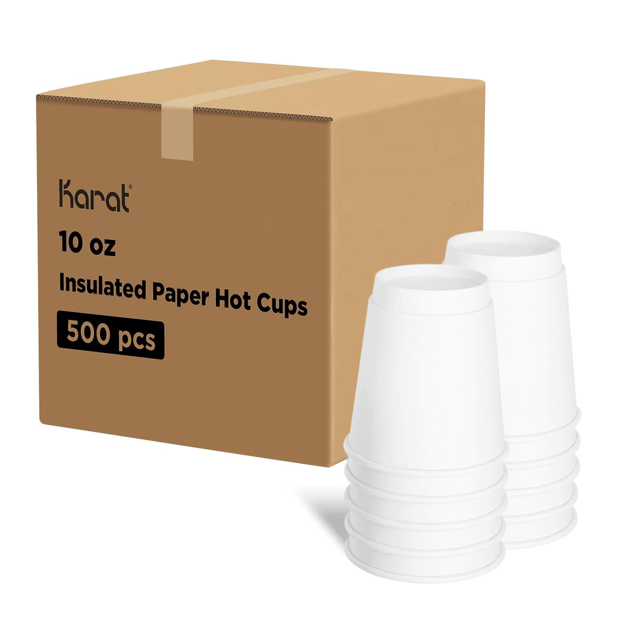 Karat [10oz - 1,000ct Coffee Cups, Paper Hot Cups, 90mm Diameter