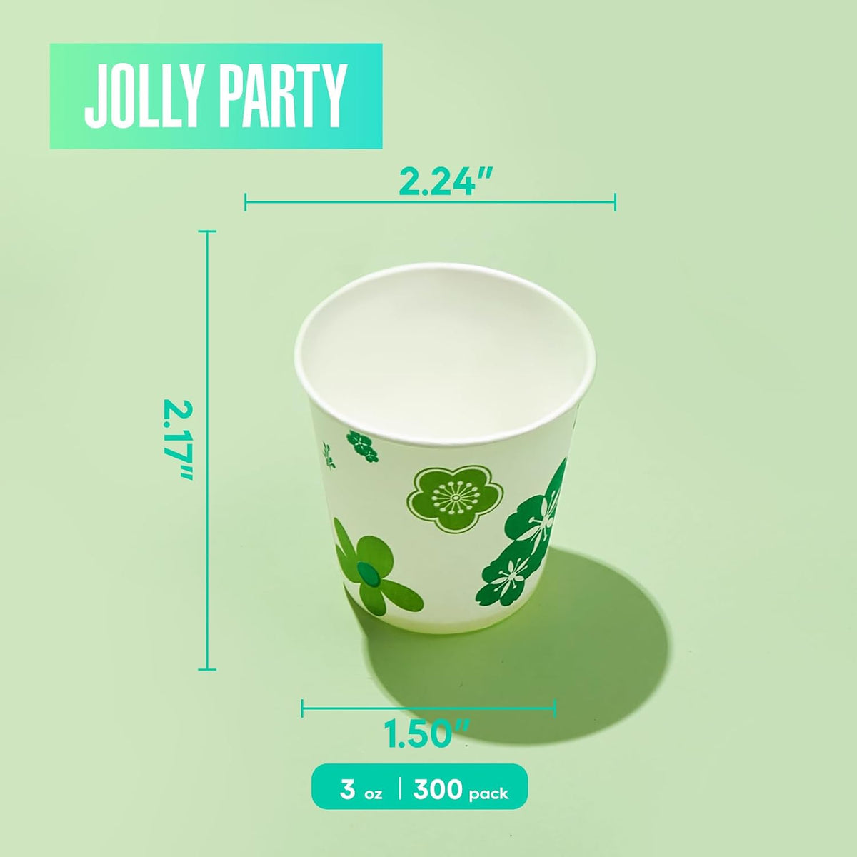 JOLLY PARTY 300 Pack Paper Cups 3oz Disposable Bathroom Cups Mouthwash Cups