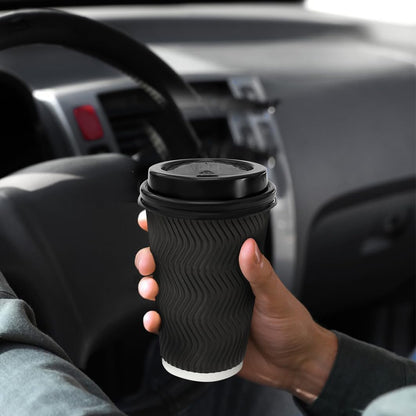 BYSNOW 100 Pack 16 oz Coffee Cups with Lids Disposable To Go Paper Cups