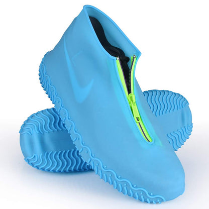 Shiwely Silicone Waterproof Shoe Covers, Upgrade Reusable Overshoes with Zipper, Resistant Rain Boots Non-Slip Washable Protection for Women, Men (XL (Women 11-13, Men 9.5-13), White)