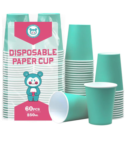 60Pcs 8oz Disposable Paper Cups For Party Picnic BBQ(Light purple)