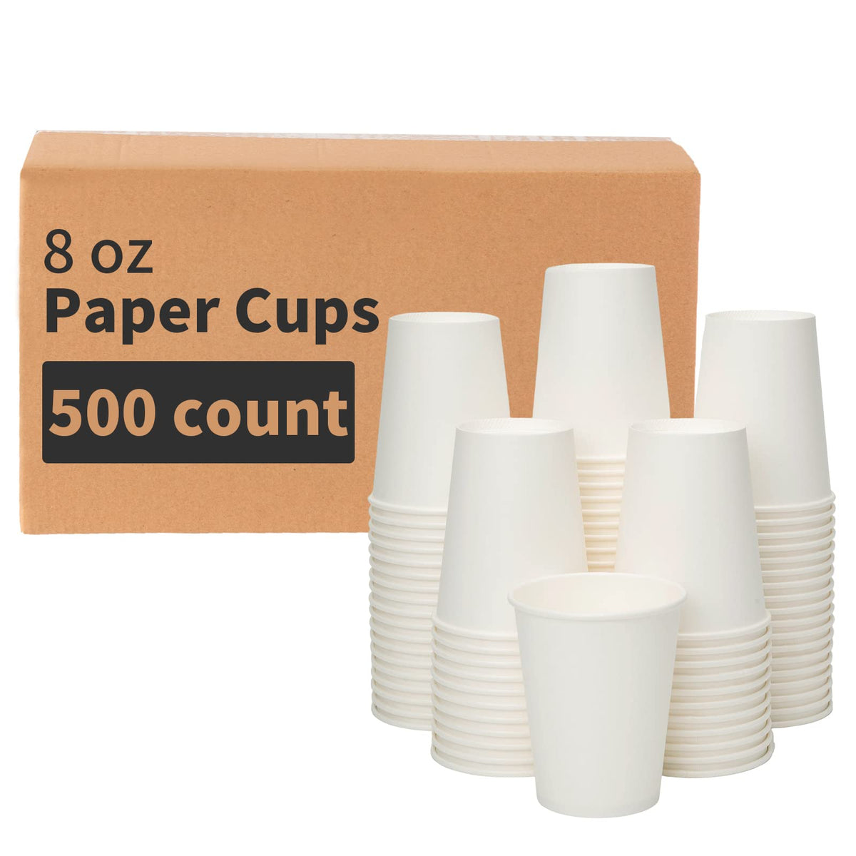 RACETOP 8 oz 500 Pack Disposable Paper Coffee Cups