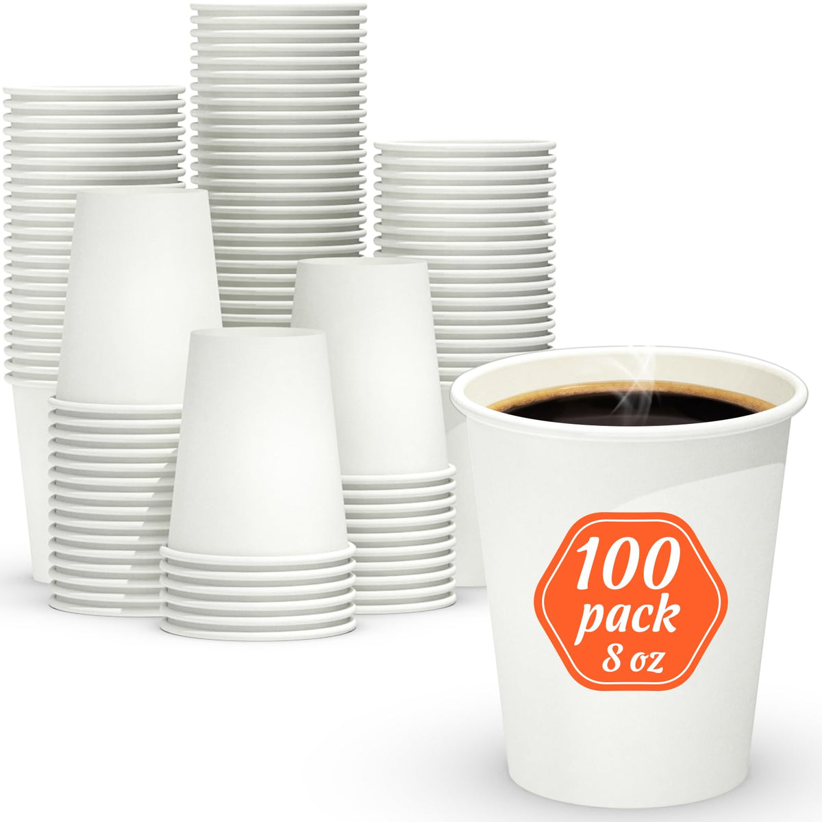 Dealusy 100 Count 8 oz Coffee Cups