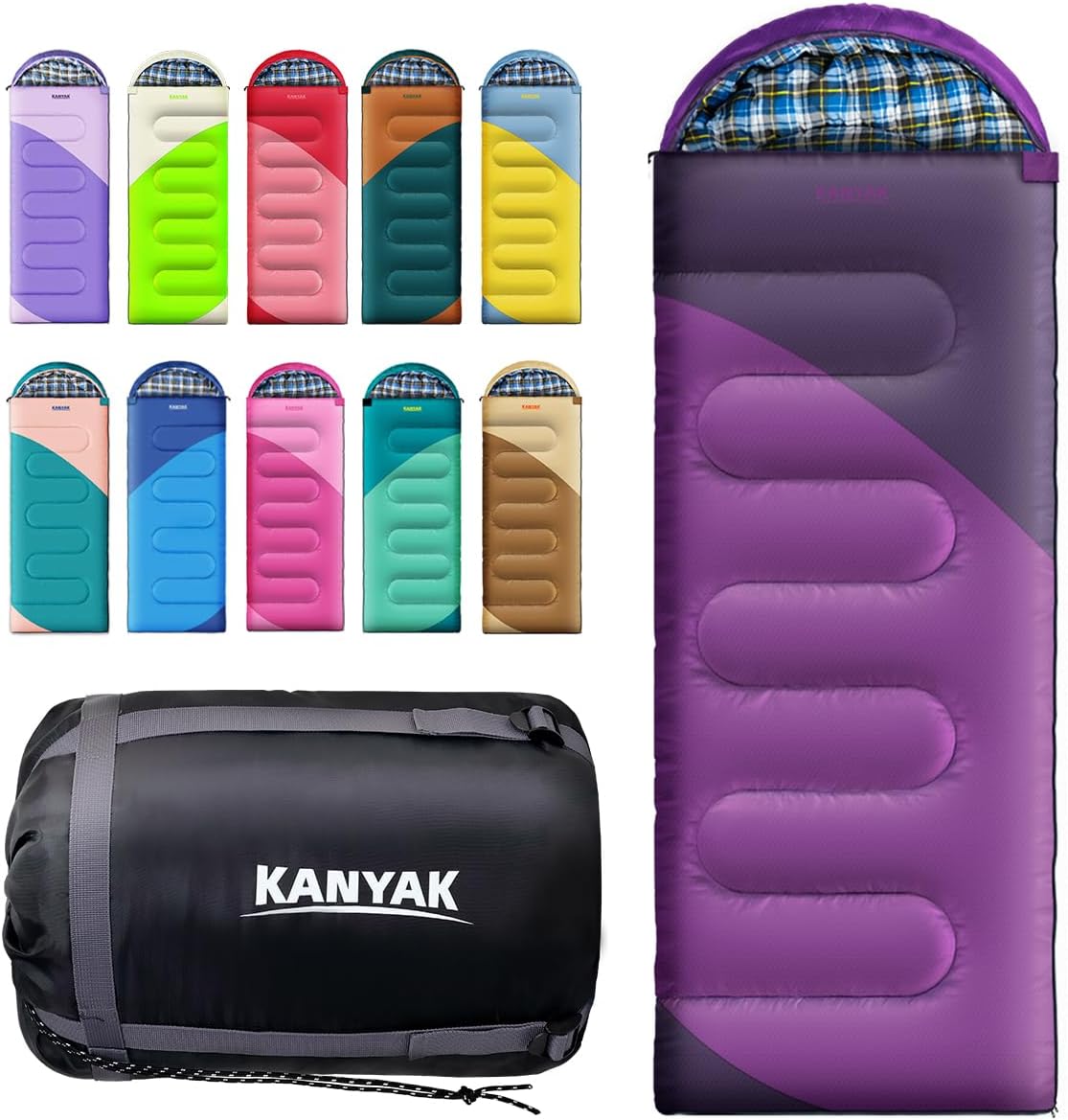 Camping Sleeping Bag for Adults Kids Teens,Waterproof Lightweight