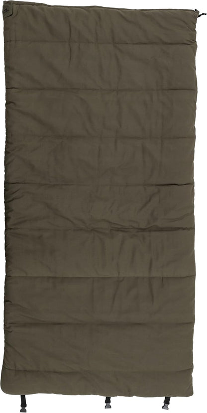 ALPS OutdoorZ Redwood -10°F Flannel-Lined Sleeping Bag with Cotton Canvas Shell, Heavy-Duty Zippers, Oversized Rectangle Design, Cold Weather Camping & Hunting Gear
