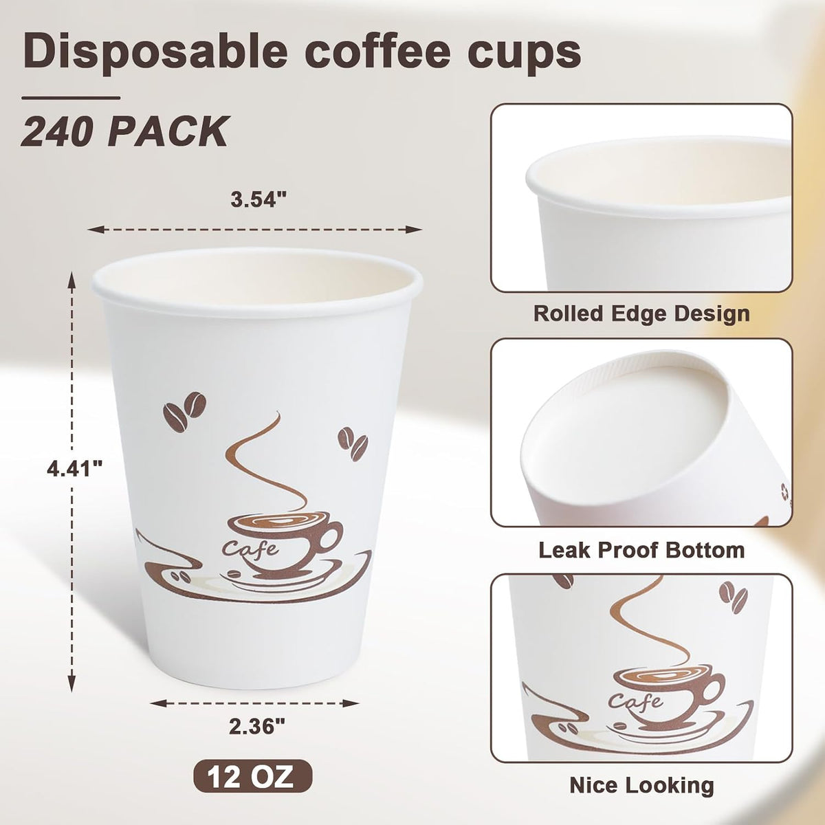 Lamosi 240 Pack 12 oz Coffee Cups, Disposable Paper Cups
