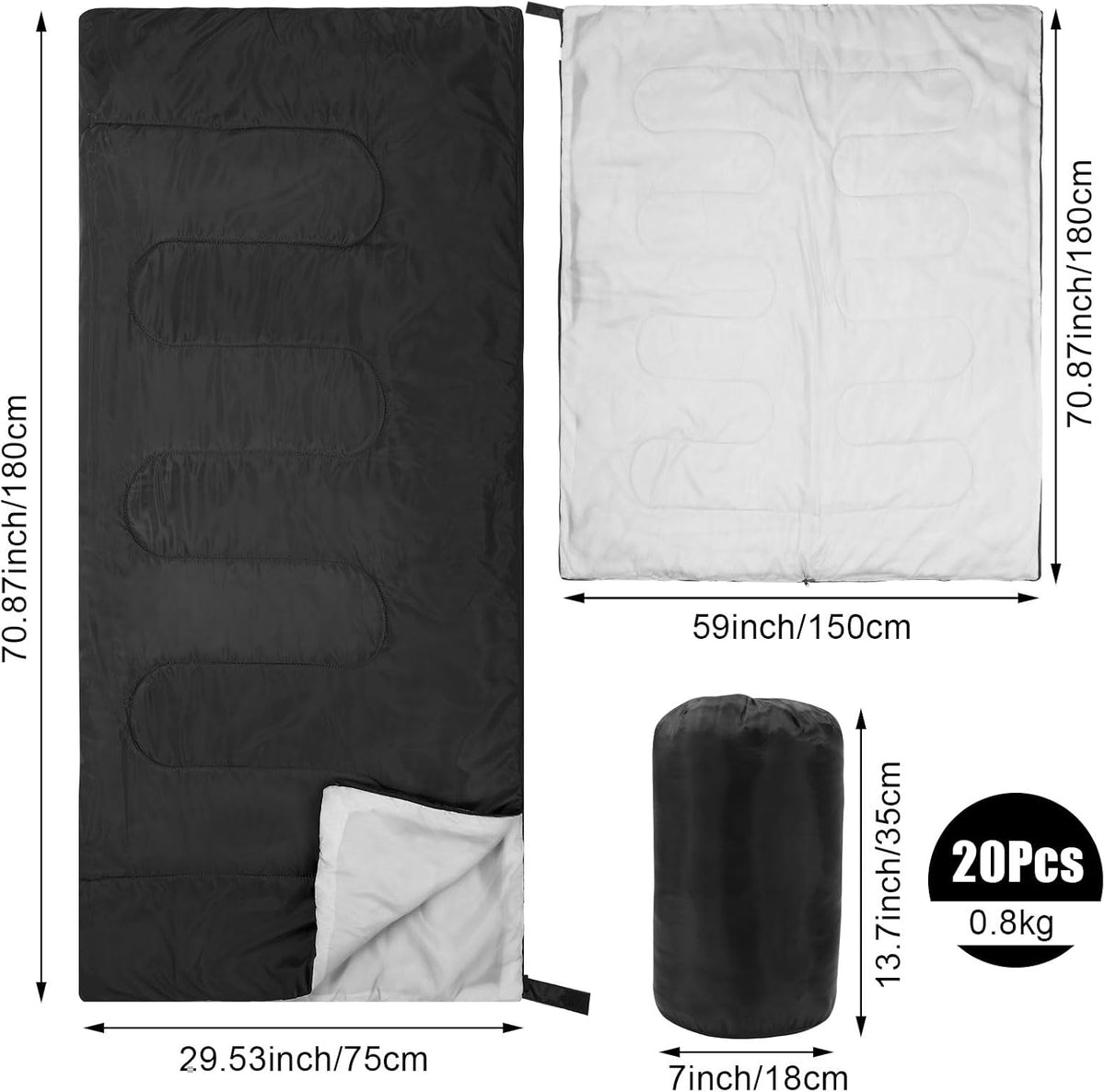 Peryiter 20 Pcs 20 Pcs/1 Pcs Sleeping Bags Bulk Waterproof Camping