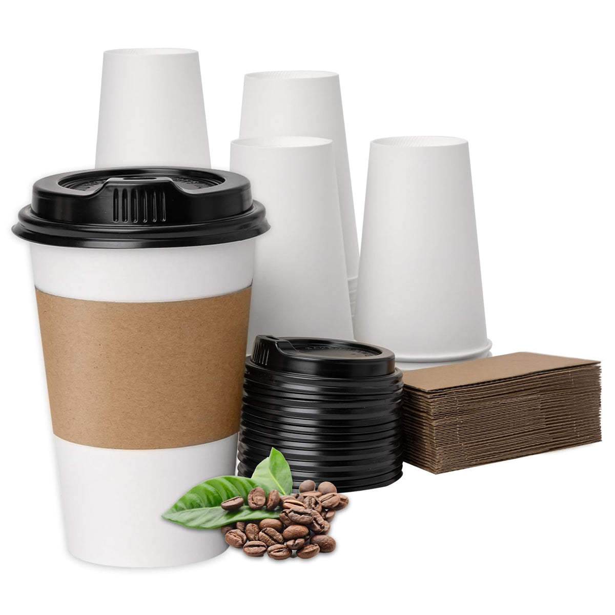 RACETOP 8 oz 500 Pack Disposable Paper Coffee Cups