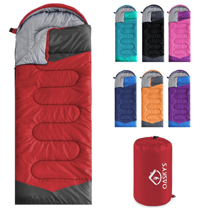 oaskys Camping Sleeping Bag - 3 Season Warm & Cool Weather - Summer Spring Fall Lightweight Waterproof for Adults Kids - Camping Essentials Gear Accessories Hiking Sleep Must Haves