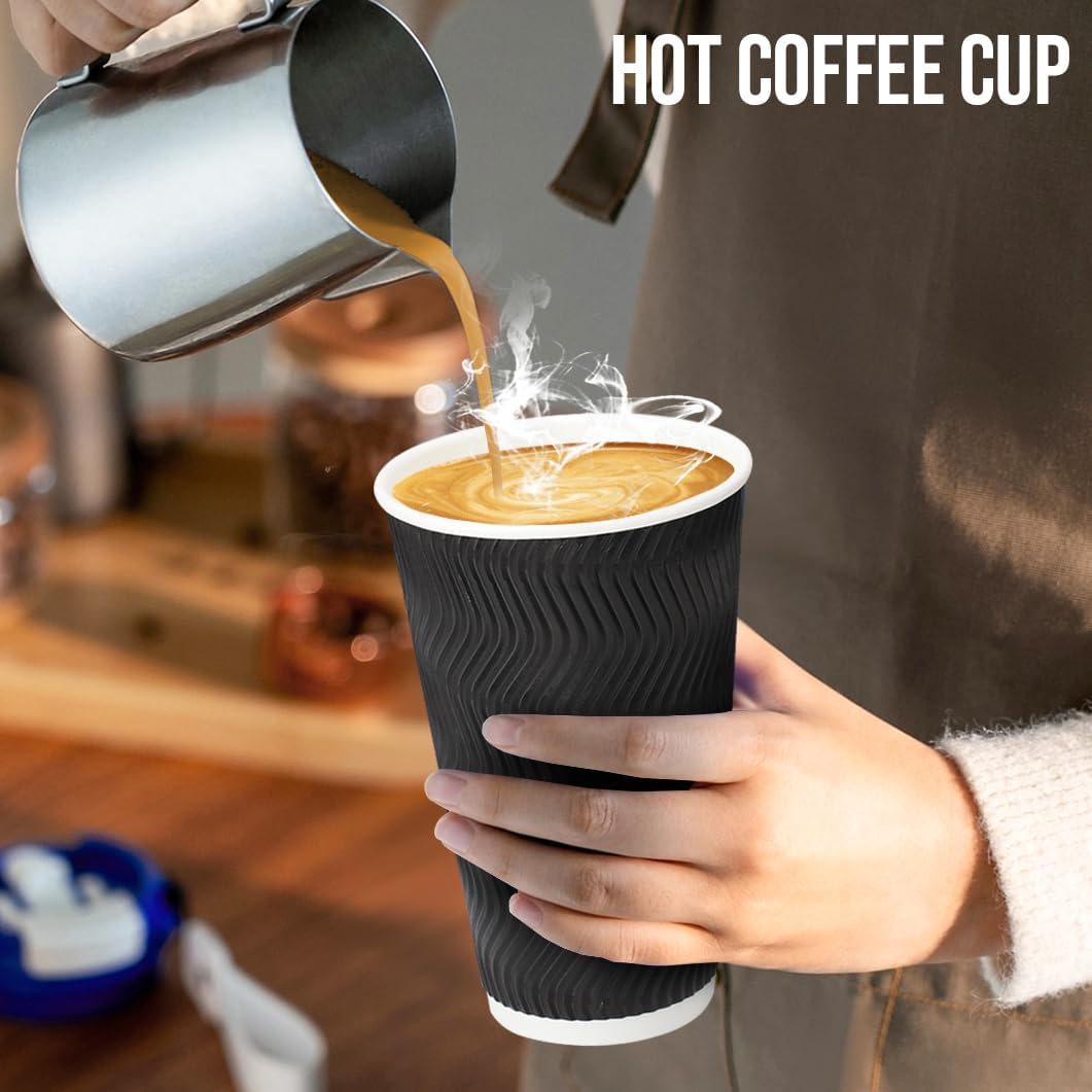 BYSNOW 100 Pack 16 oz Coffee Cups with Lids Disposable To Go Paper Cups