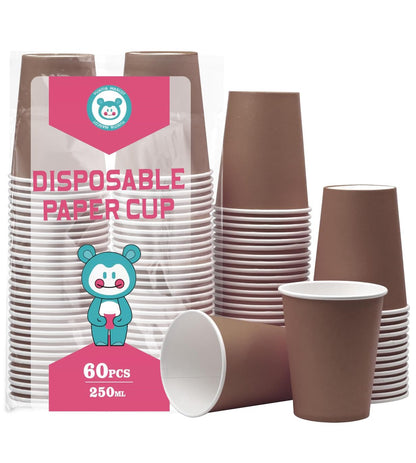 60Pcs 8oz Disposable Paper Cups For Party Picnic BBQ(Light purple)