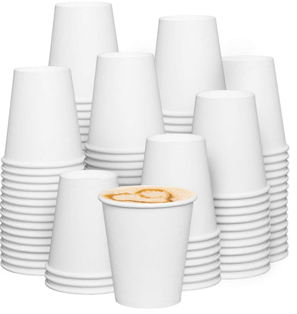 GUSTO 12 oz Disposable White Paper Cups [300 Count] Hot Coffee Cups