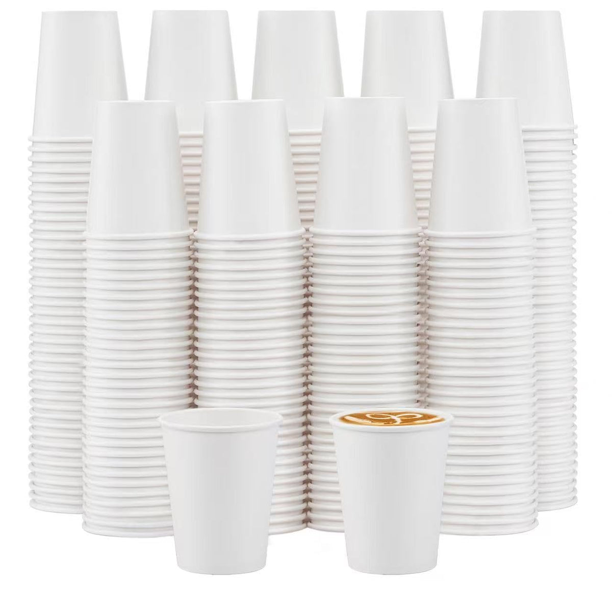 Clawsoff 300 Count 12 oz Paper Coffee Cups Disposable White Hot Coffee Cups