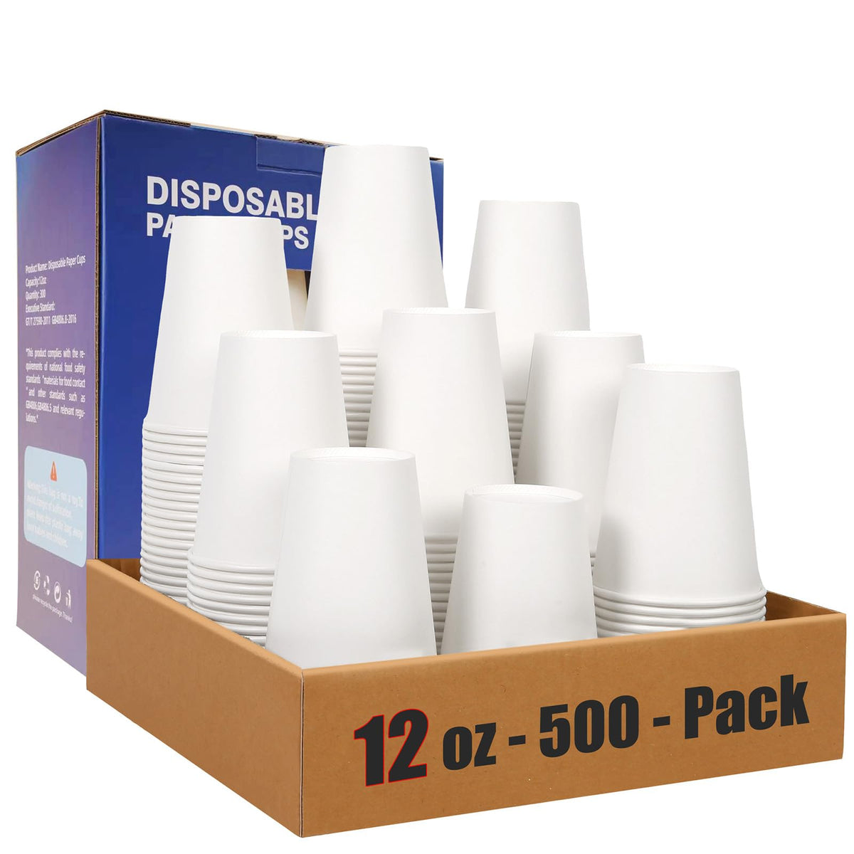 MOUMOULIFE Disposable Paper Coffee Cups 12 oz 300 Count Hot Paper Cups