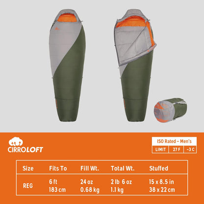 Kelty Cosmic Synthetic Fill 40 Degree Backpacking Sleeping Bag with Compression Straps, Compact and Lightweight, 2022