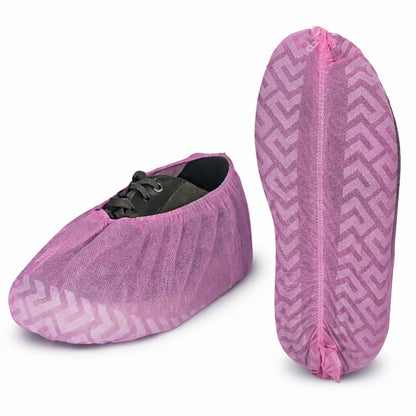 Premium Disposable Boot & Shoe Covers Booties, Durable, Non-Slip, Non-Toxic, Recyclable Protectors, Fits Most Shoes - Blue - Pack of 100 (50 Pairs)