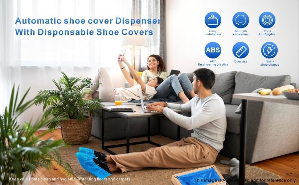 Disposable Shoe Cover Refills for Automatic Dispenser Machine - Waterproof, Non-Slip T-Buckle Plastic Booties for Indoors, Home, Construction and Carpet Protection 100 Pcs