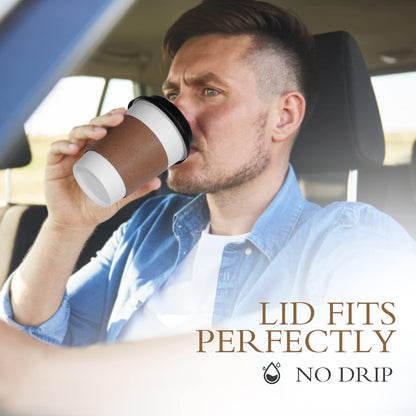 Ginkgo 100 Pack 12 oz Thickened Coffee Cups with Lids and Sleeves