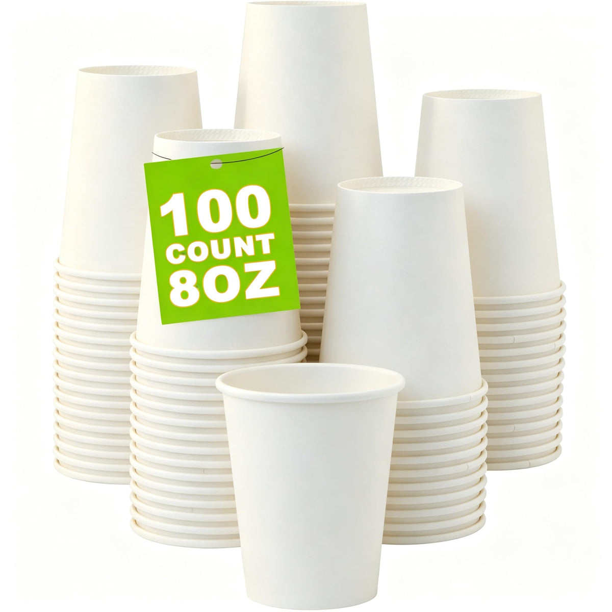 12 oz 100 Pack Disposable Coffee Cups, Bulk White Disposable Paper Cups, Coffee Cups for Hot Tea, Chocolate and Cold Drinks